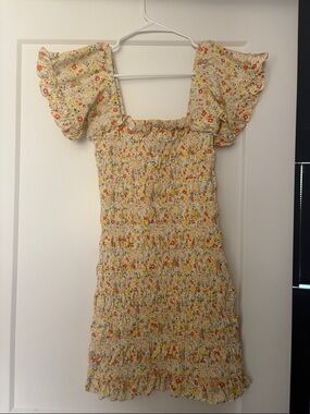 Storia Yellow Floral Smocked Sundress